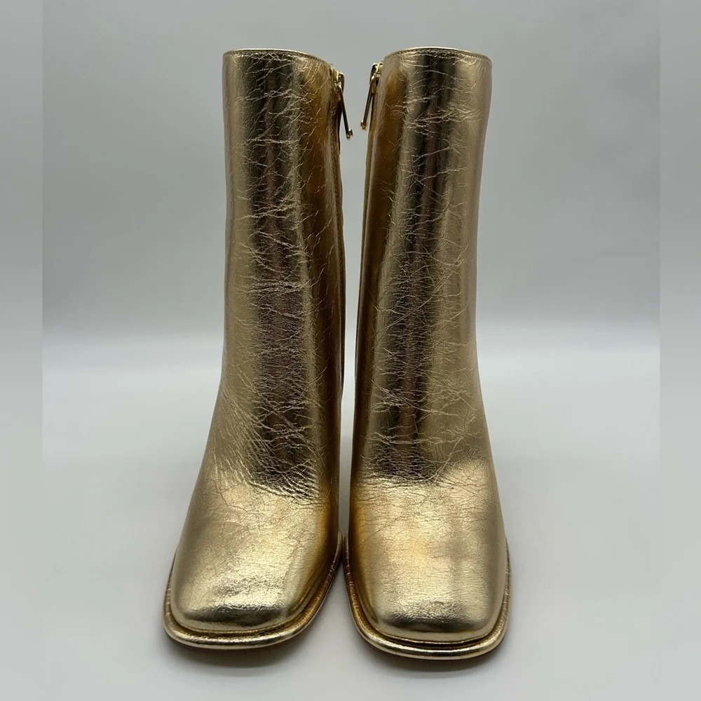 MICHAEL Michael Kors Kelsea Bootie Pale Gold Leather Heeled Ankle Boots 6M NWB - Picture 6 of 12